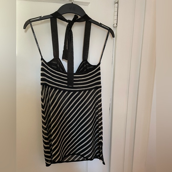 Bebe Silver Stripe Top size S - Picture 3 of 3